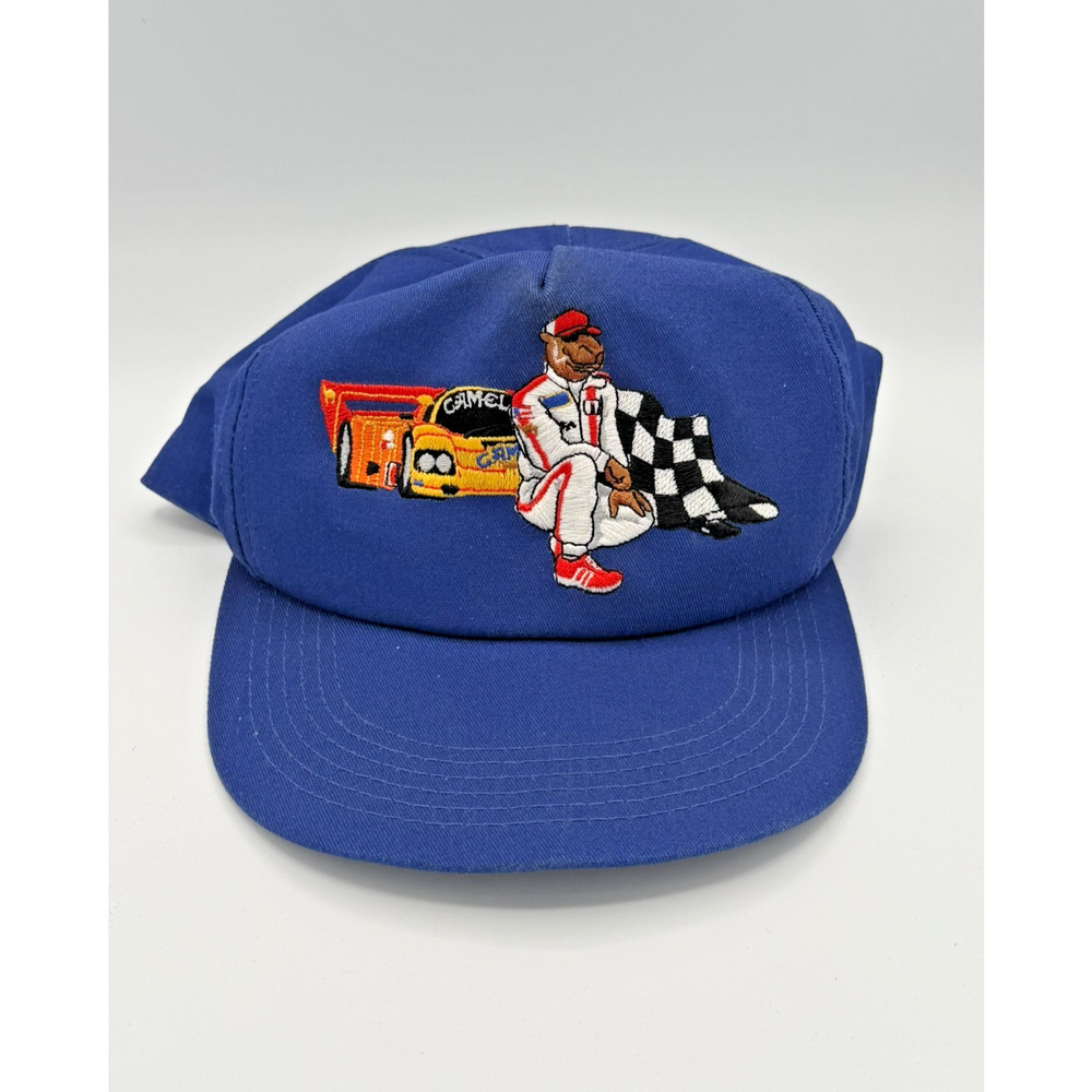Vintage Camel Racing Embroidered Snapback Hat Blue – Joe Camel NASCAR Style
